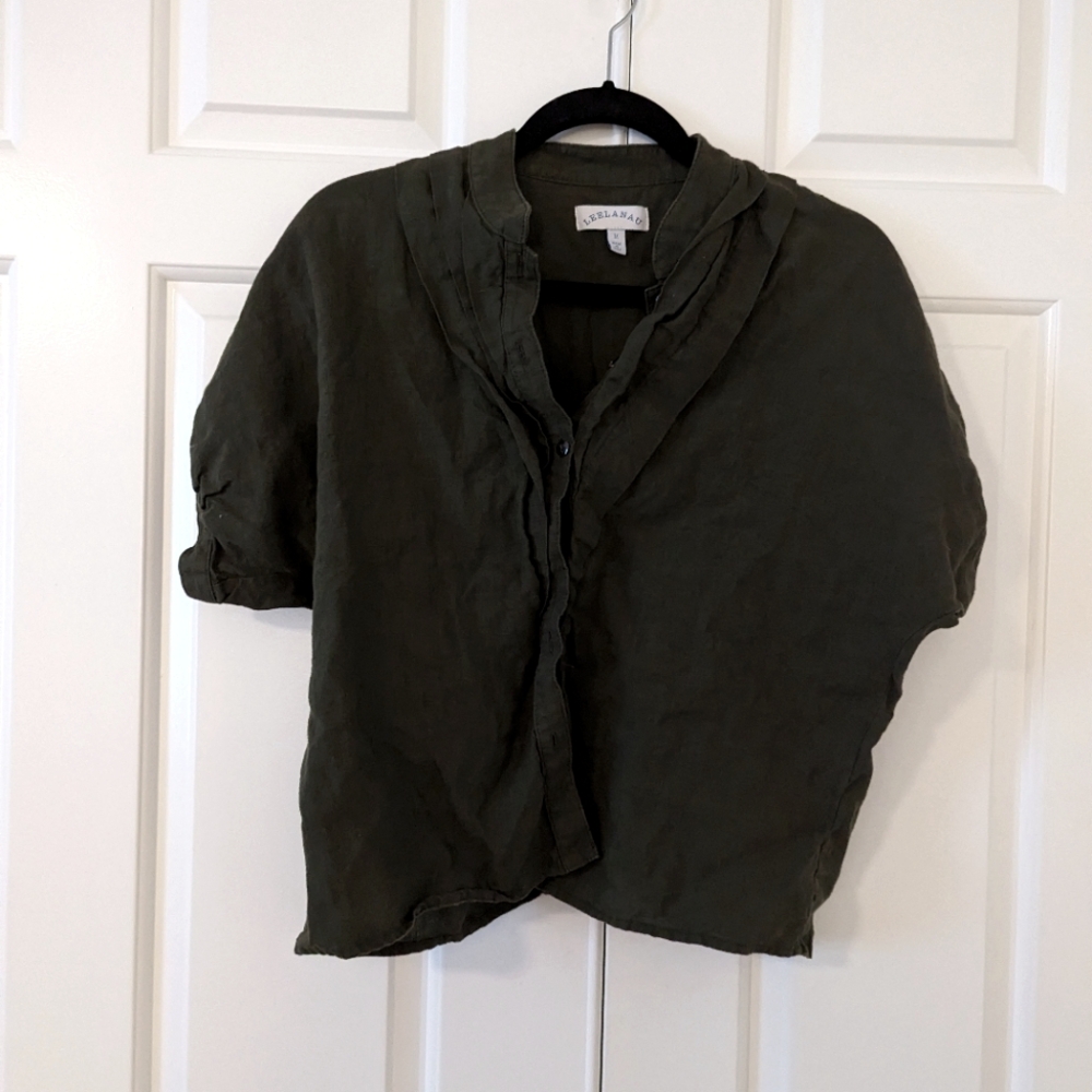 LEELANAU GOODS linen button up top medium